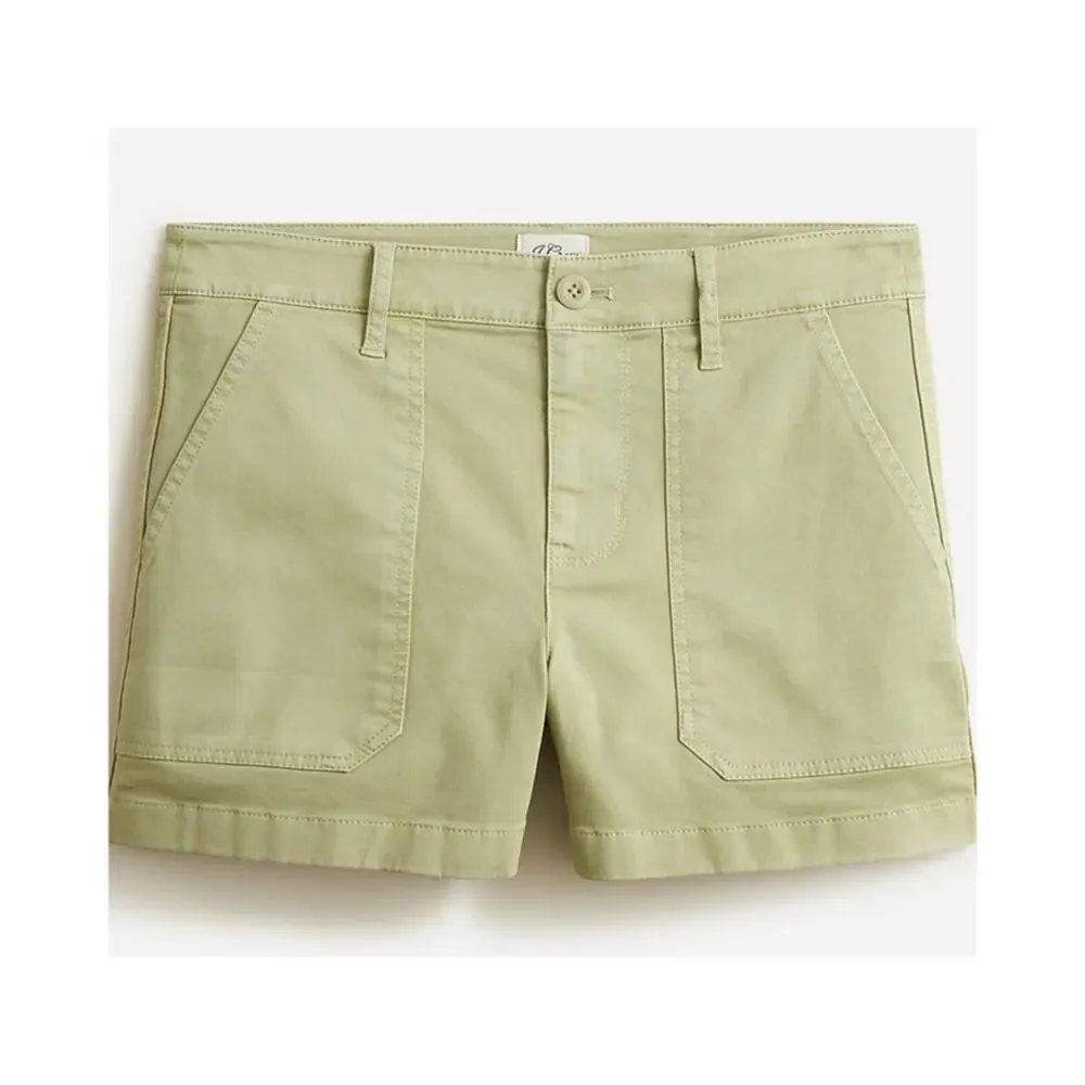 J. Crew Foundry Chino‎ Utility Shorts Cream Cotton Stretch Flat Front Size 12